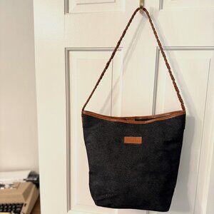 Denim&Co purse- dark denim, leather trim & coin purse